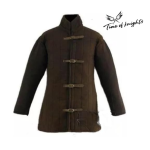 Medieval Dark Brown Padded Gambeson Jacket Long Sleeve Reenactment Cosplay
