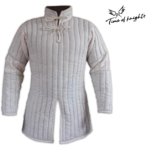 Medieval Gambeson Long Sleeve Padded Jacket, White Color