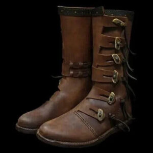 Medieval Leather Boots Renaissance SCA LARP Viking Mens WOMEN Brown Long boot