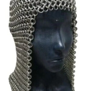 "New Handmade Anodized Aluminum Chainmail Hood - Large Medieval Coif Helmet"F